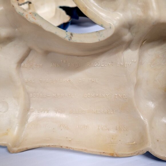 Raggedy Ann and Andy Plastic Set 2 Wall Plaques 1977 Bobbs Merrill Hangings - Picture 4 of 5